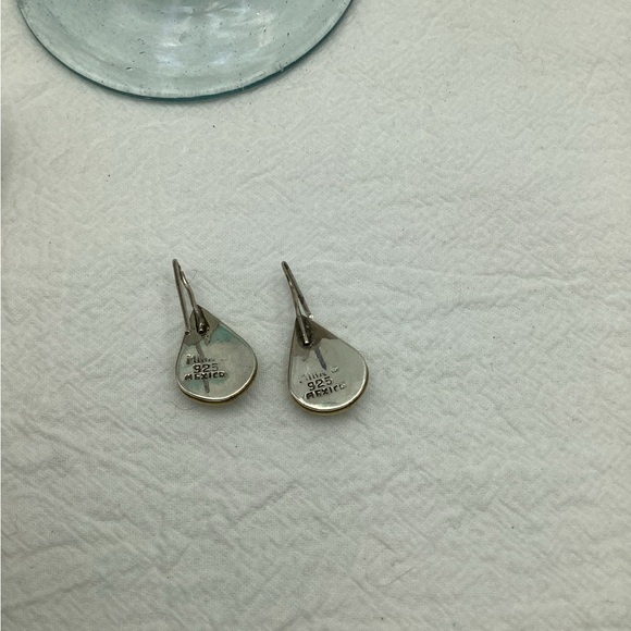 Vintage Sterling and Brass pierced earrings - Picture 3 of 3